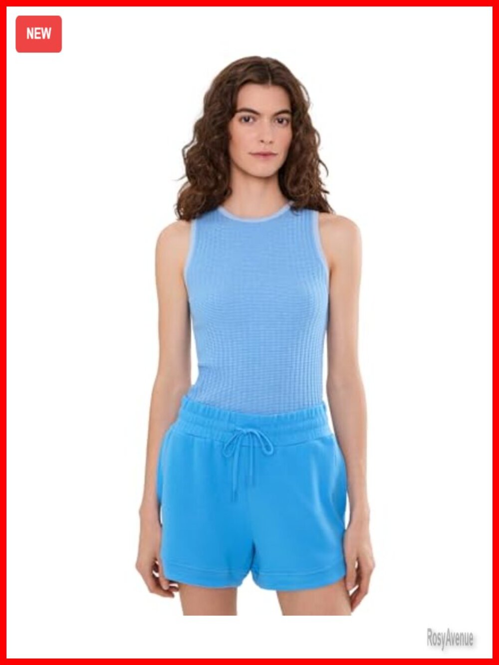 Varley Hanson Rib Knit Tank Classic Fit Sleeveless Crew Neck Top